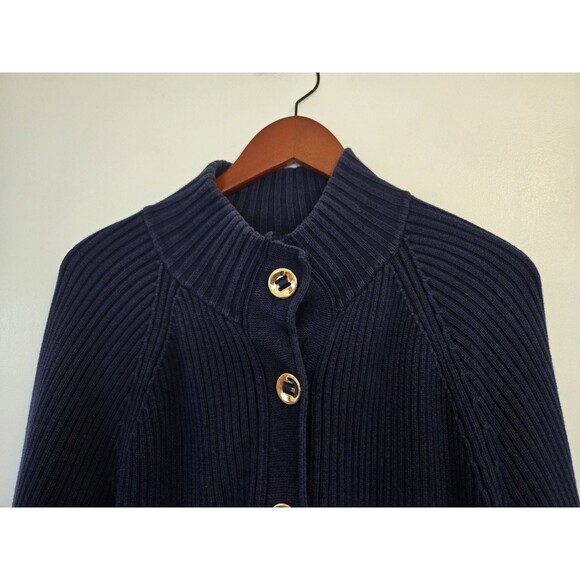 Lauren Jeans Ralph Lauren Sweater Womens XL Blue Rib Knit Cardigan Gold Buttons - Picture 2 of 7